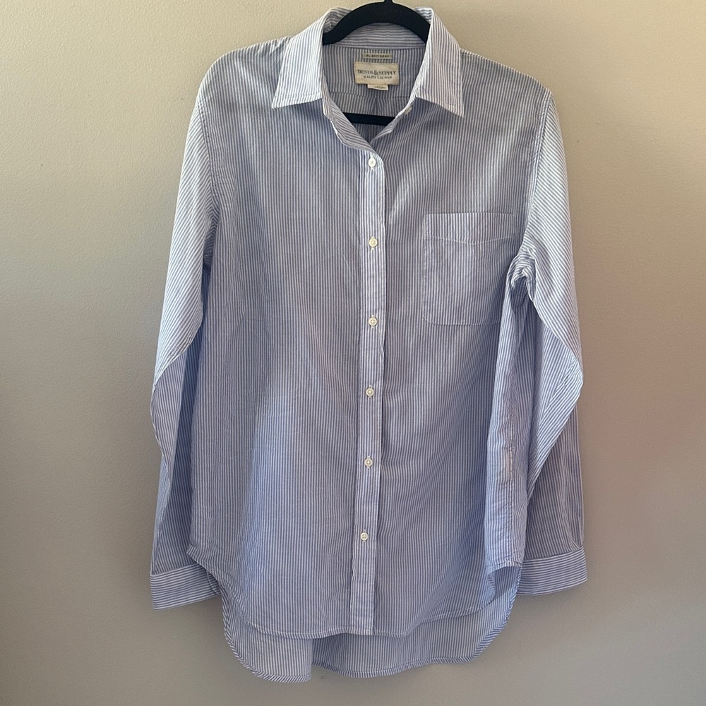 Denim & Supply Ralph Lauren Womens Boyfriend Button Down Top Stripes Sz Large